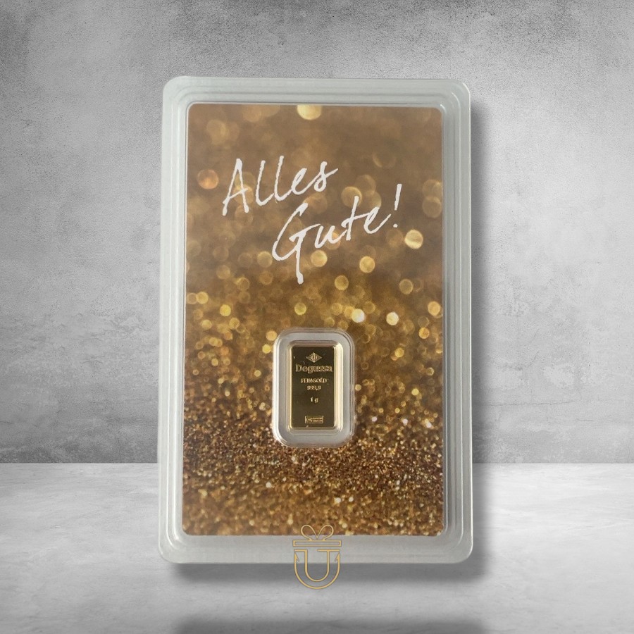 Degussa Gold Bar Card 1g "Alles Gute" **