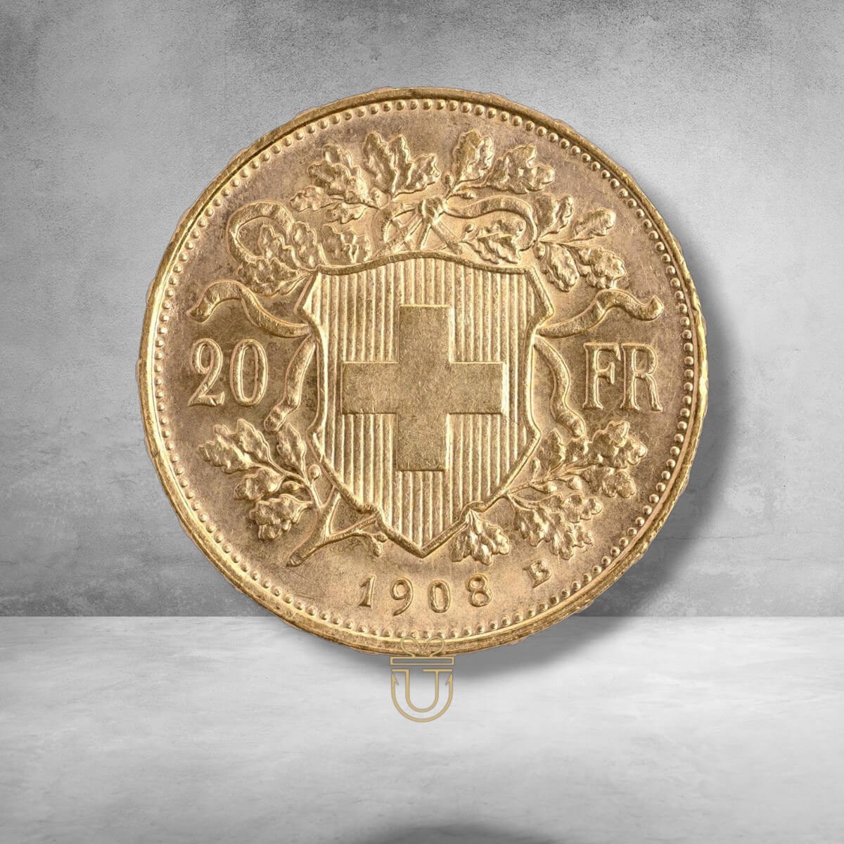 Vrenelli - 20 Franken Goldmünze Schweiz Jahrgang 1908 – Helvetia