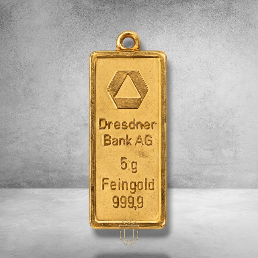 Gold Bar Pendant 5g - Dresdner Bank AG - without blister packaging **