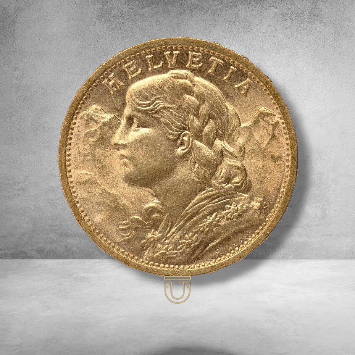 Vrenelli - 20 Franken Goldmünze Schweiz Jahrgang 1908 – Helvetia