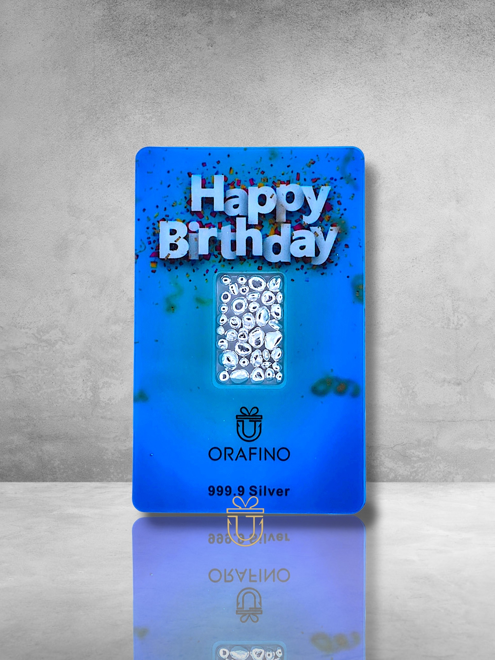 Orafino Geschenkkarte "Happy Birthday" Blau 6 g