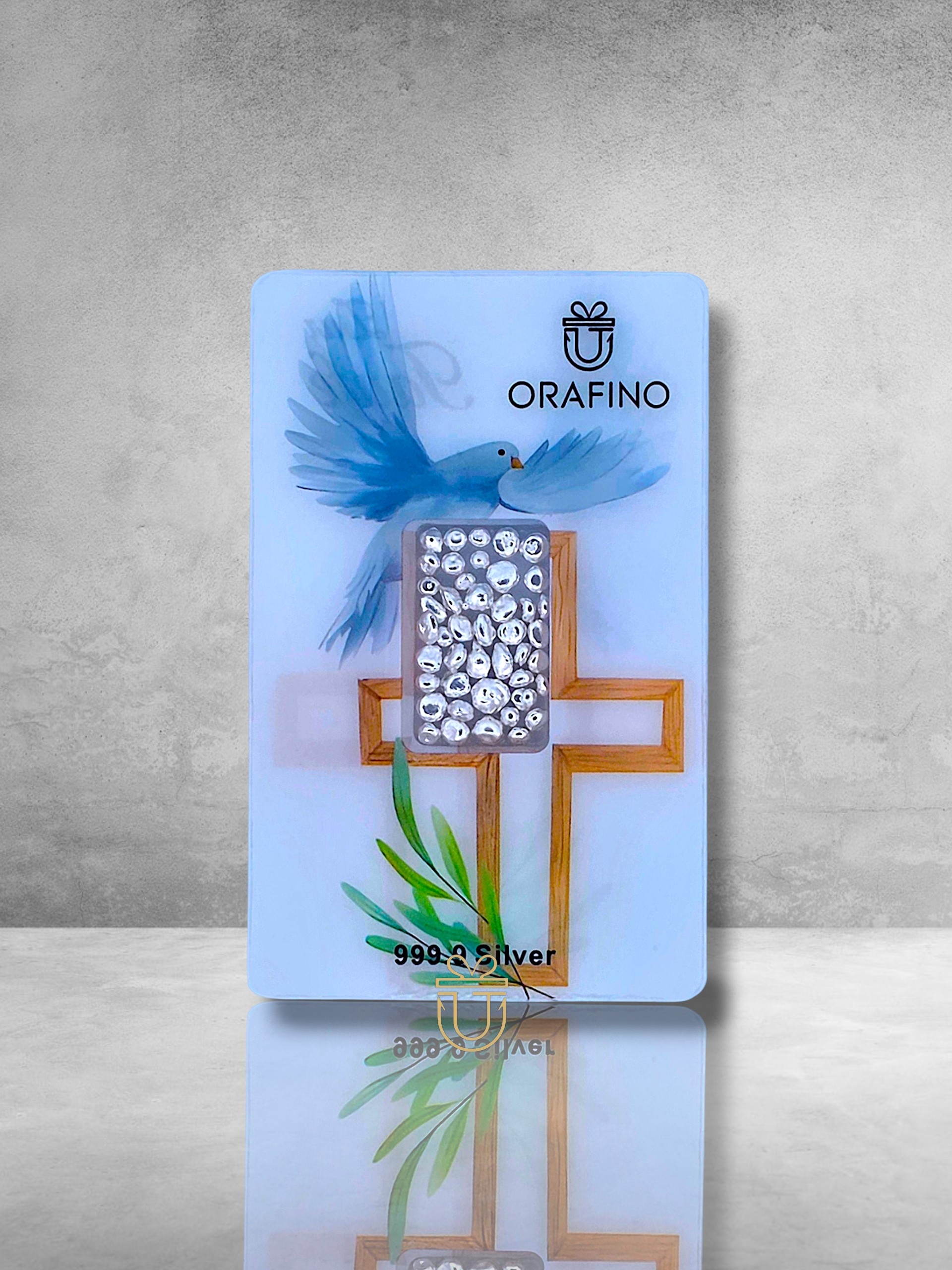 Orafino Geschenkkarte " Zur Taufe" Weiße Taube 6 g