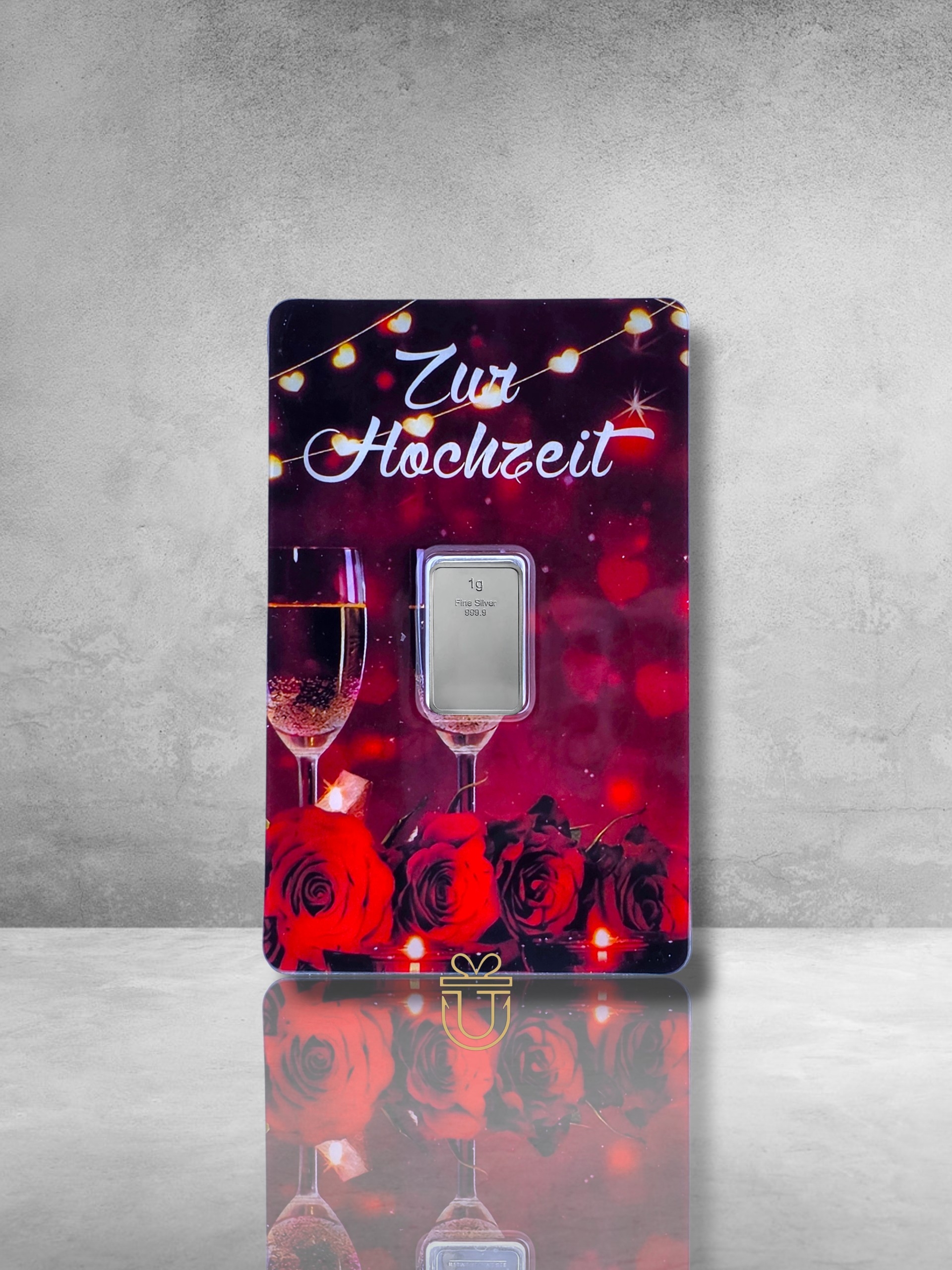 Orafino Geschenkkarte "Zur Hochzeit" Sekt Glas 1 g