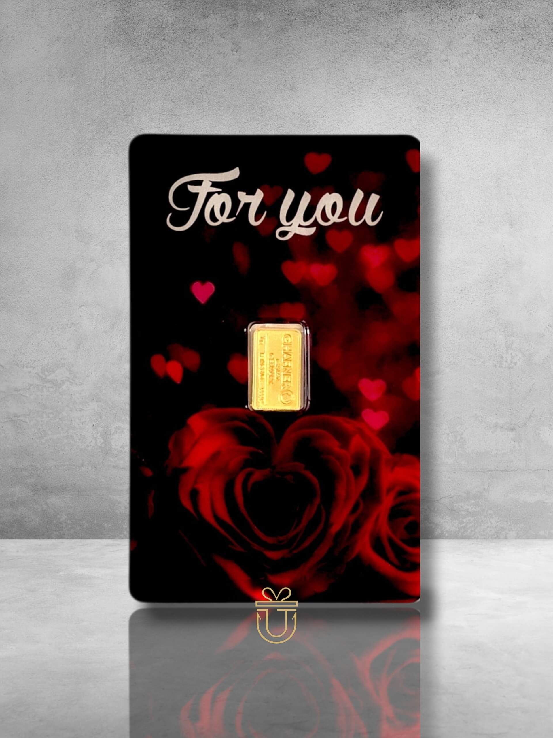 Orafino Geschenkkarte " For You" Rote Rose 1 g