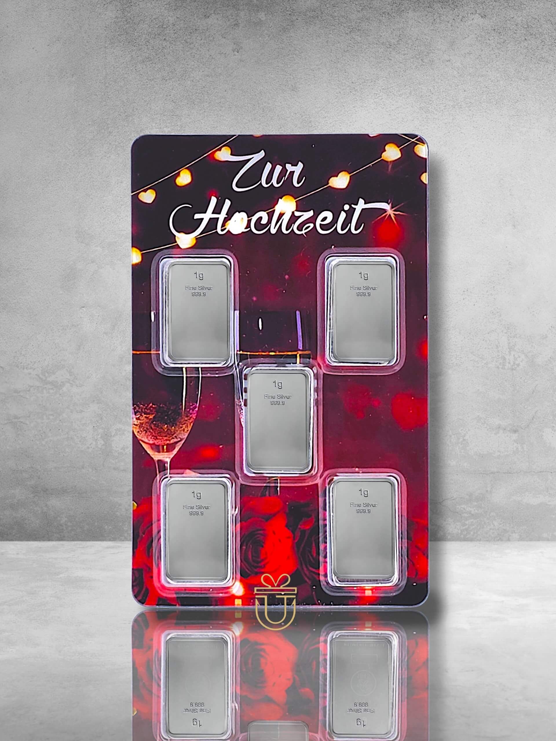 Orafino Geschenkkarte "Zur Hochzeit" Sekt Glas 5 x 1 g